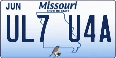 MO license plate UL7U4A
