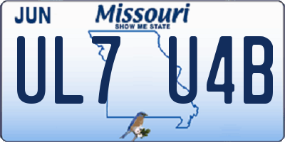 MO license plate UL7U4B