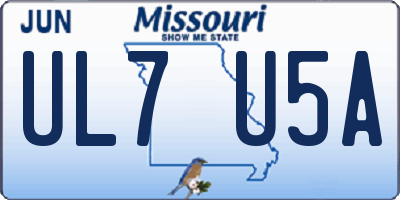 MO license plate UL7U5A