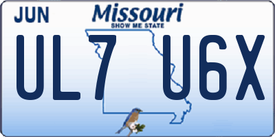 MO license plate UL7U6X