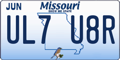 MO license plate UL7U8R