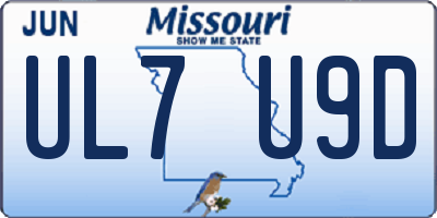 MO license plate UL7U9D