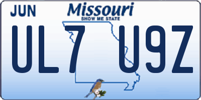 MO license plate UL7U9Z