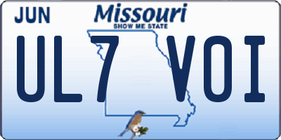 MO license plate UL7V0I