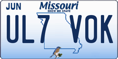 MO license plate UL7V0K
