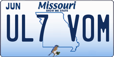 MO license plate UL7V0M