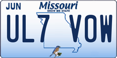 MO license plate UL7V0W