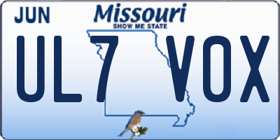 MO license plate UL7V0X