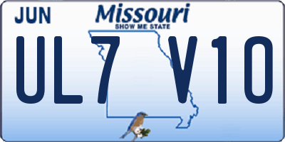 MO license plate UL7V1O