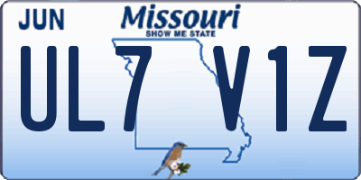 MO license plate UL7V1Z
