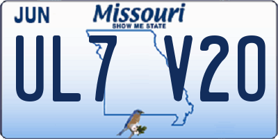 MO license plate UL7V2O