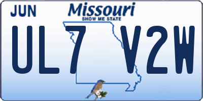 MO license plate UL7V2W