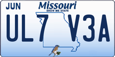 MO license plate UL7V3A