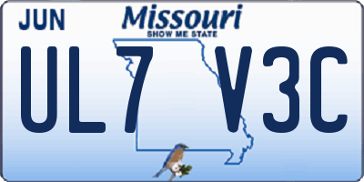 MO license plate UL7V3C