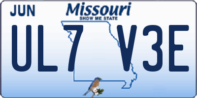 MO license plate UL7V3E