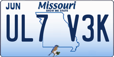 MO license plate UL7V3K