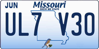 MO license plate UL7V3O