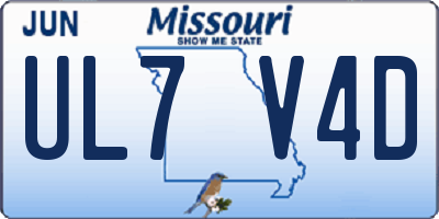 MO license plate UL7V4D