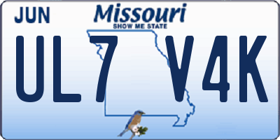 MO license plate UL7V4K