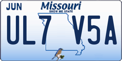 MO license plate UL7V5A