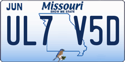 MO license plate UL7V5D