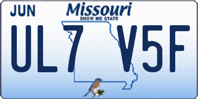 MO license plate UL7V5F