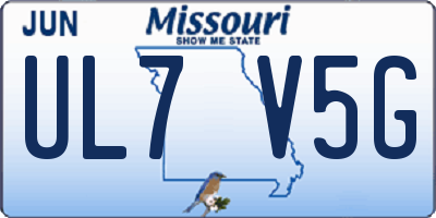 MO license plate UL7V5G