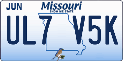 MO license plate UL7V5K