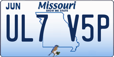 MO license plate UL7V5P