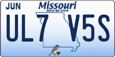 MO license plate UL7V5S