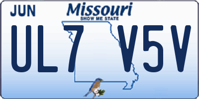 MO license plate UL7V5V