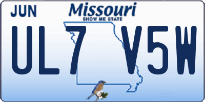 MO license plate UL7V5W