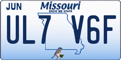 MO license plate UL7V6F
