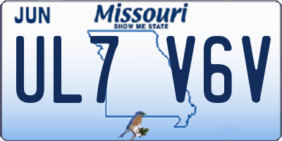 MO license plate UL7V6V
