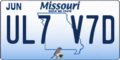 MO license plate UL7V7D