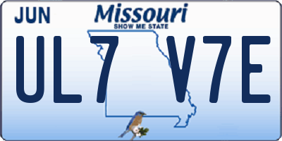 MO license plate UL7V7E