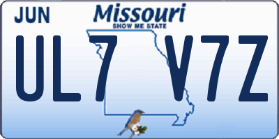 MO license plate UL7V7Z