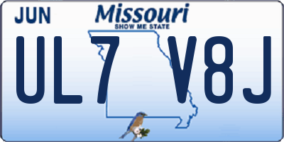 MO license plate UL7V8J