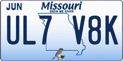 MO license plate UL7V8K