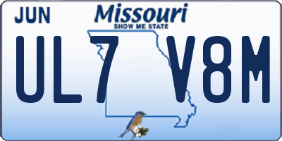 MO license plate UL7V8M
