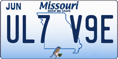 MO license plate UL7V9E