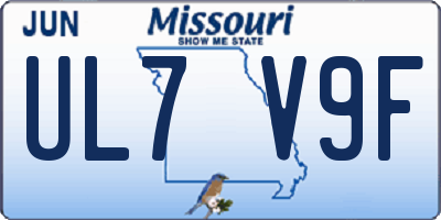 MO license plate UL7V9F