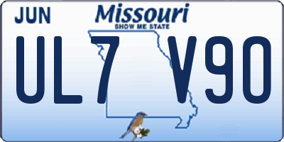 MO license plate UL7V9O
