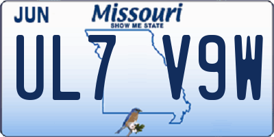 MO license plate UL7V9W