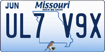 MO license plate UL7V9X