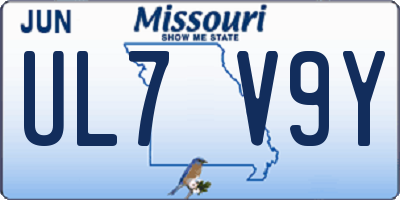 MO license plate UL7V9Y