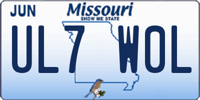 MO license plate UL7W0L