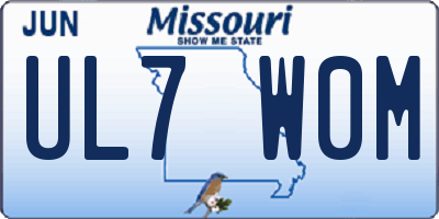 MO license plate UL7W0M