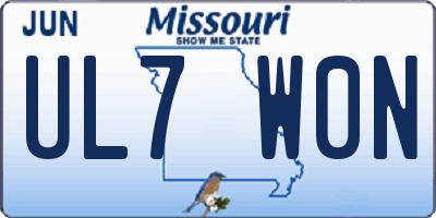 MO license plate UL7W0N