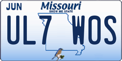MO license plate UL7W0S